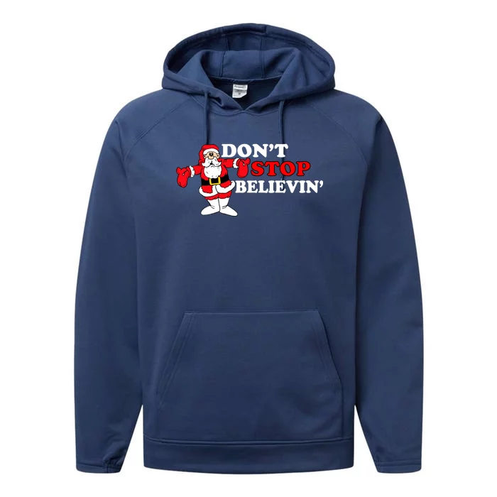 Don't Stop Believin Santa Performance Fleece Hoodie