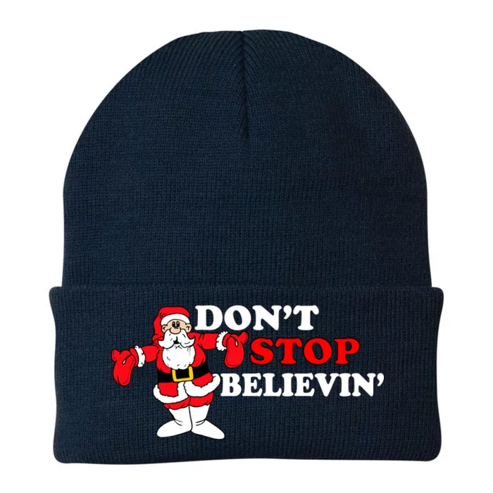 Don't Stop Believin Santa Knit Cap Winter Beanie