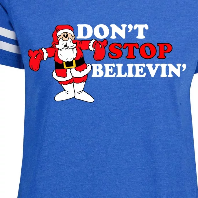 Don't Stop Believin Santa Enza Ladies Jersey Football T-Shirt