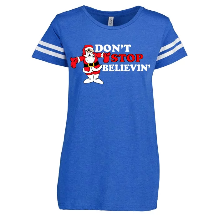 Don't Stop Believin Santa Enza Ladies Jersey Football T-Shirt