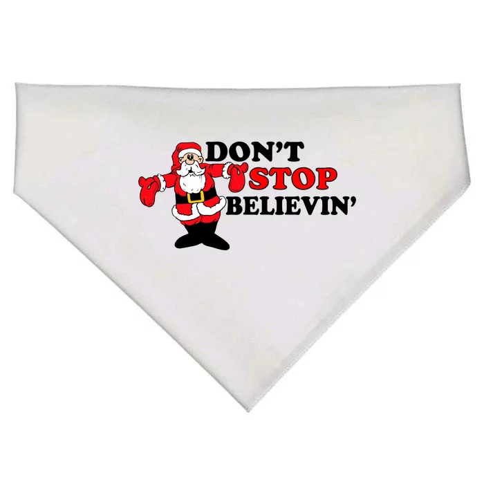 Don't Stop Believin Santa USA-Made Doggie Bandana