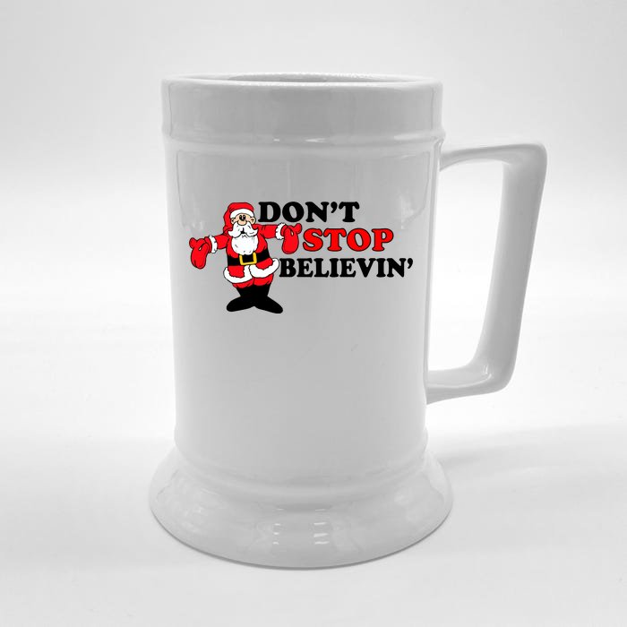 Don't Stop Believin Santa Front & Back Beer Stein