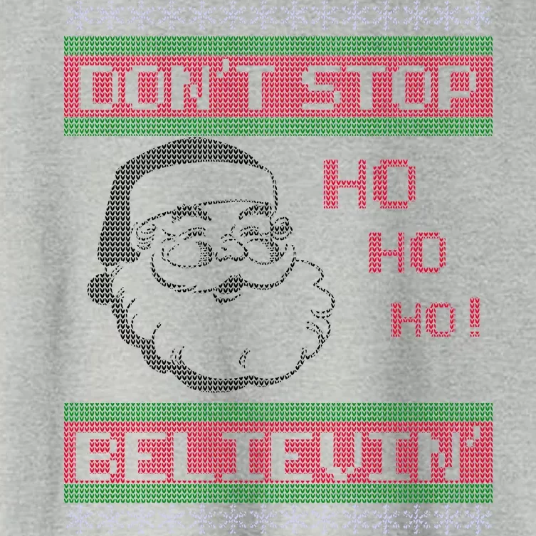 Don't Stop Believin Santa Ho Ugly Christmas Women's Crop Top Tee