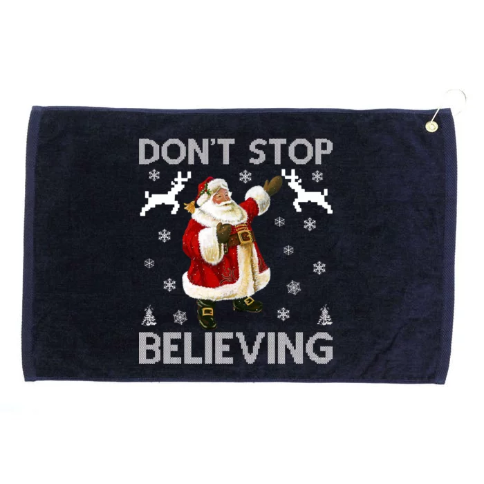 Don't Stop Believing Christmas Ugly Sweater Design Grommeted Golf Towel