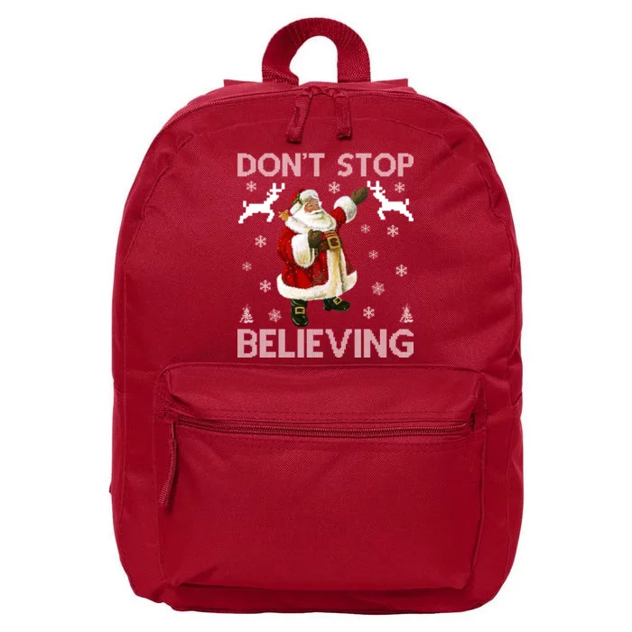 Don't Stop Believing Christmas Ugly Sweater Design 16 in Basic Backpack