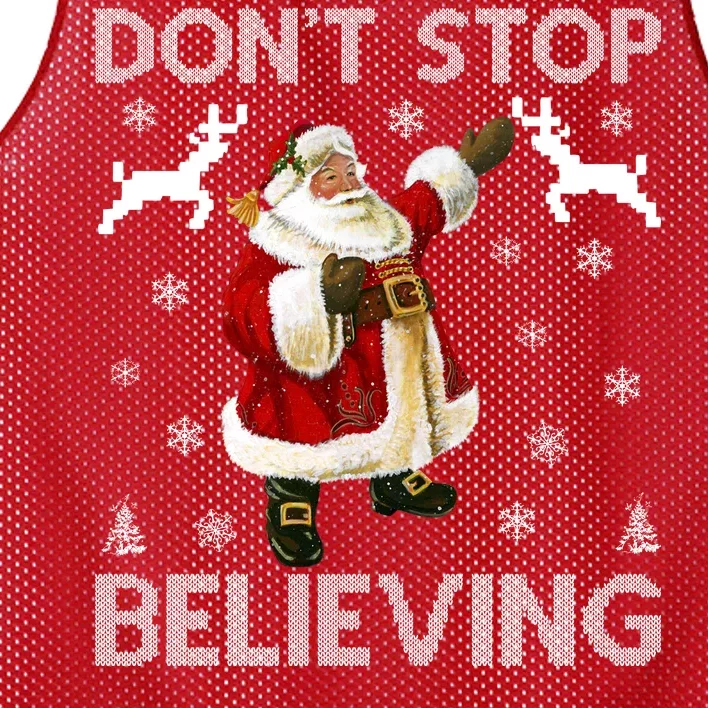 Don't Stop Believing Christmas Ugly Sweater Design Mesh Reversible Basketball Jersey Tank