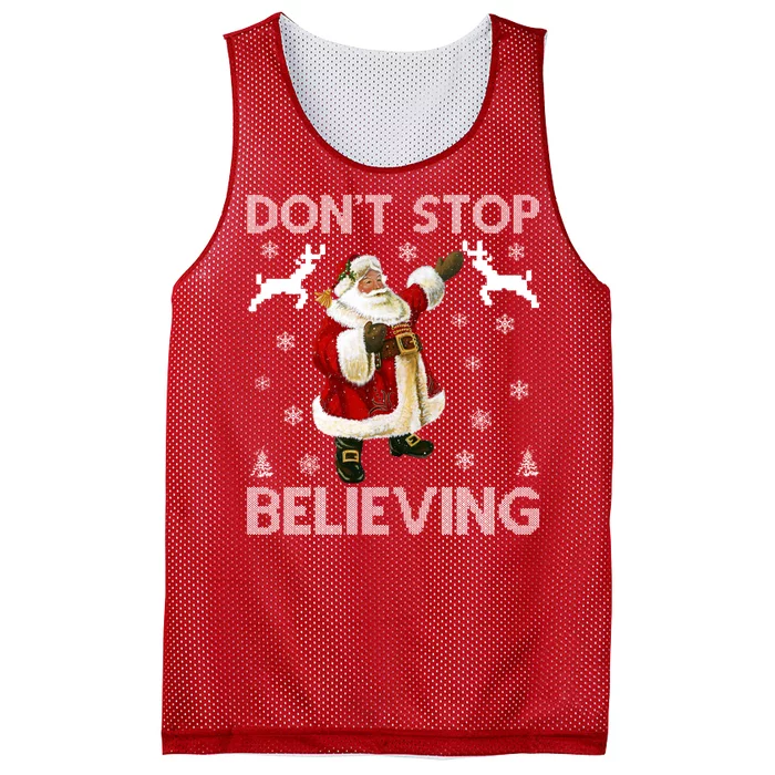 Don't Stop Believing Christmas Ugly Sweater Design Mesh Reversible Basketball Jersey Tank