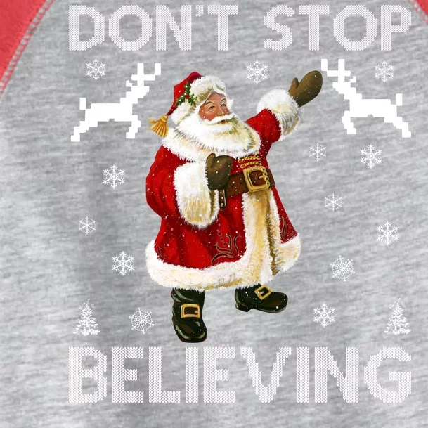 Don't Stop Believing Christmas Ugly Sweater Design Toddler Fine Jersey T-Shirt