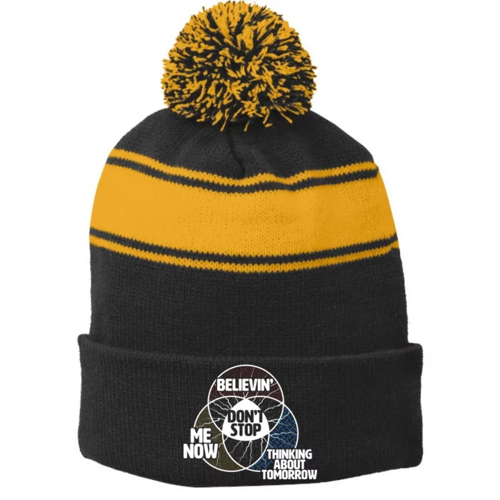 Don't Stop Believing Diagram Chart Stripe Pom Pom Beanie