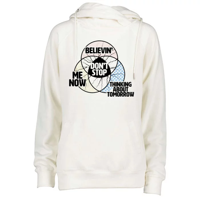 Don't Stop Believing Diagram Chart Womens Funnel Neck Pullover Hood