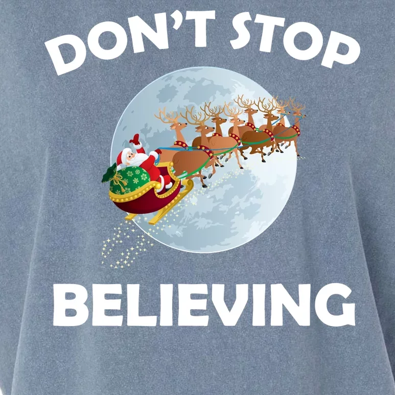 Don't Stop Believing In Santa Garment-Dyed Women's Muscle Tee