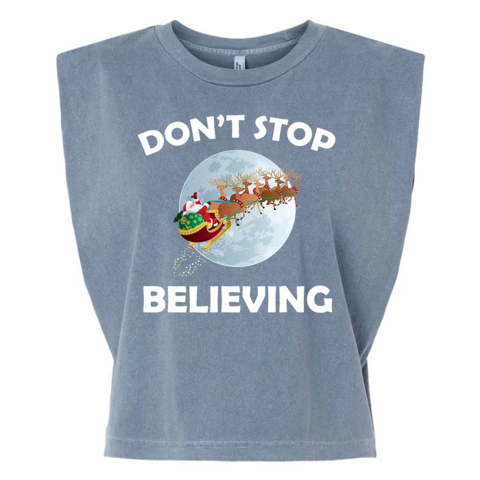 Don't Stop Believing In Santa Garment-Dyed Women's Muscle Tee