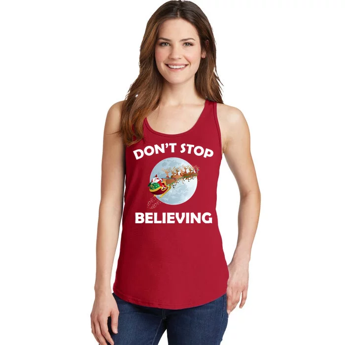 Don't Stop Believing In Santa Ladies Essential Tank