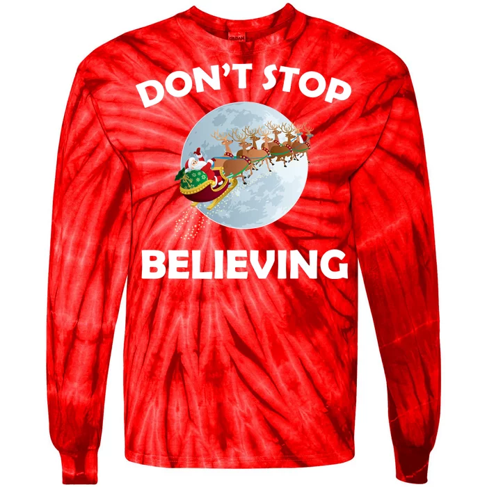 Don't Stop Believing In Santa Tie-Dye Long Sleeve Shirt