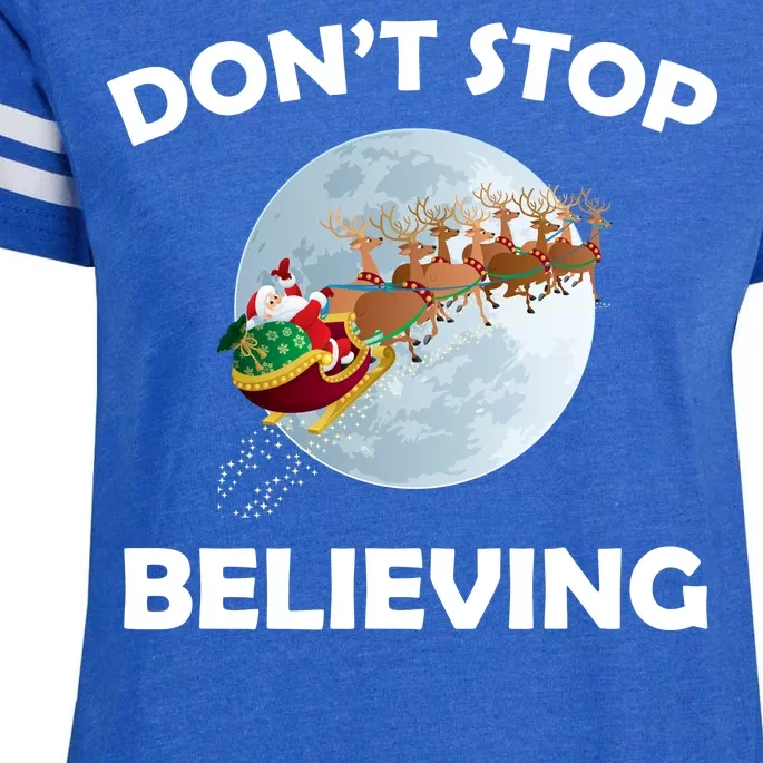 Don't Stop Believing In Santa Enza Ladies Jersey Football T-Shirt