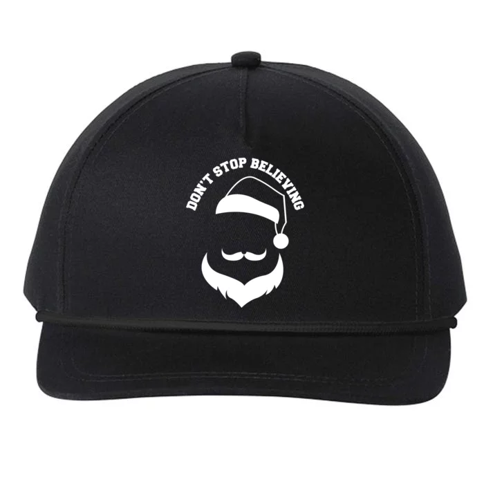 Don't Stop Believing Santa Face Snapback Five-Panel Rope Hat