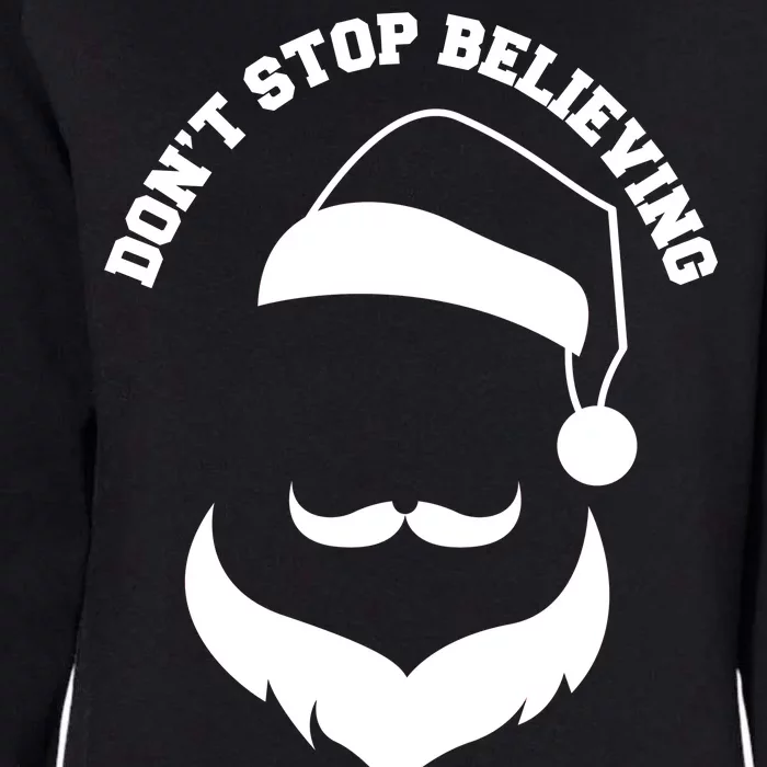 Don't Stop Believing Santa Face Womens California Wash Sweatshirt