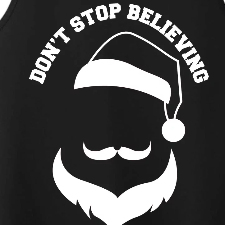 Don't Stop Believing Santa Face Performance Tank