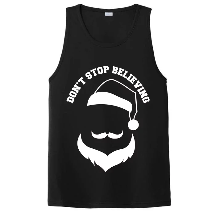 Don't Stop Believing Santa Face Performance Tank