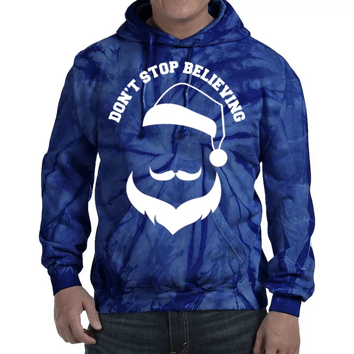 Don't Stop Believing Santa Face Tie Dye Hoodie