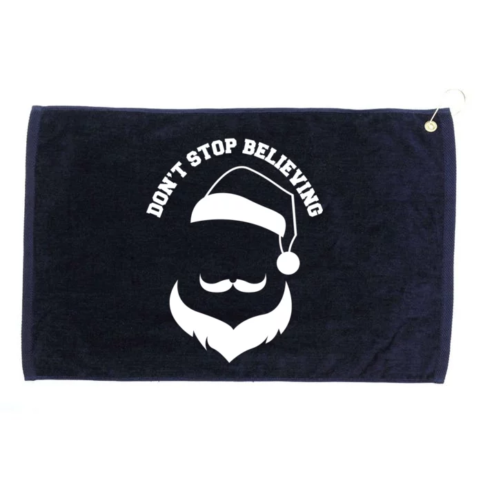 Don't Stop Believing Santa Face Grommeted Golf Towel