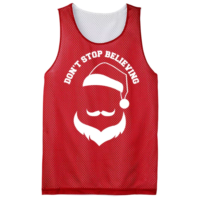 Don't Stop Believing Santa Face Mesh Reversible Basketball Jersey Tank