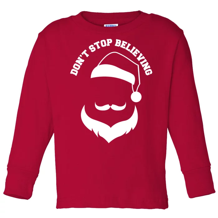 Don't Stop Believing Santa Face Toddler Long Sleeve Shirt