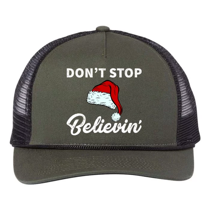 Don't Stop Believing Santa Hat Retro Rope Trucker Hat Cap