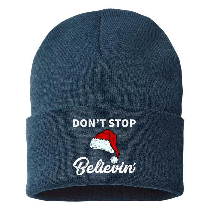 Don't Stop Believing Santa Hat Sustainable Knit Beanie