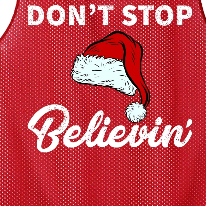 Don't Stop Believing Santa Hat Mesh Reversible Basketball Jersey Tank