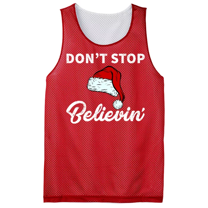 Don't Stop Believing Santa Hat Mesh Reversible Basketball Jersey Tank