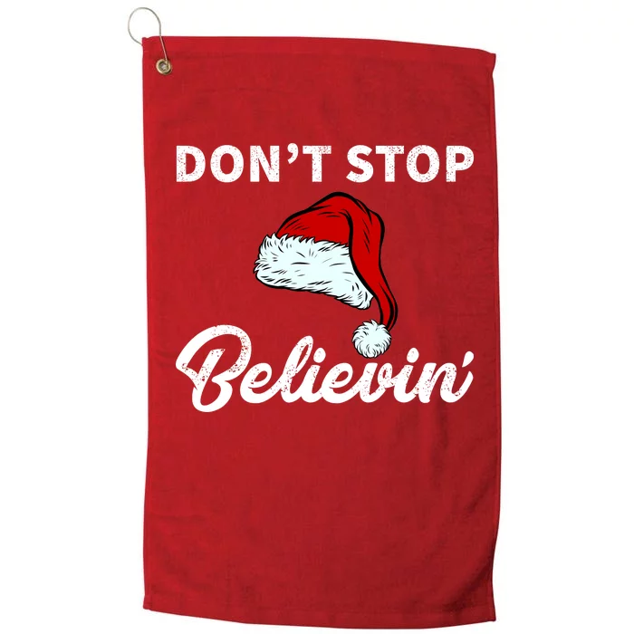 Don't Stop Believing Santa Hat Platinum Collection Golf Towel