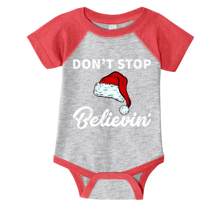 Don't Stop Believing Santa Hat Infant Baby Jersey Bodysuit