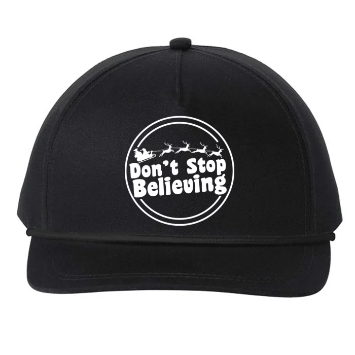 Don't Stop Believing Santa Sleigh Christmas Snapback Five-Panel Rope Hat