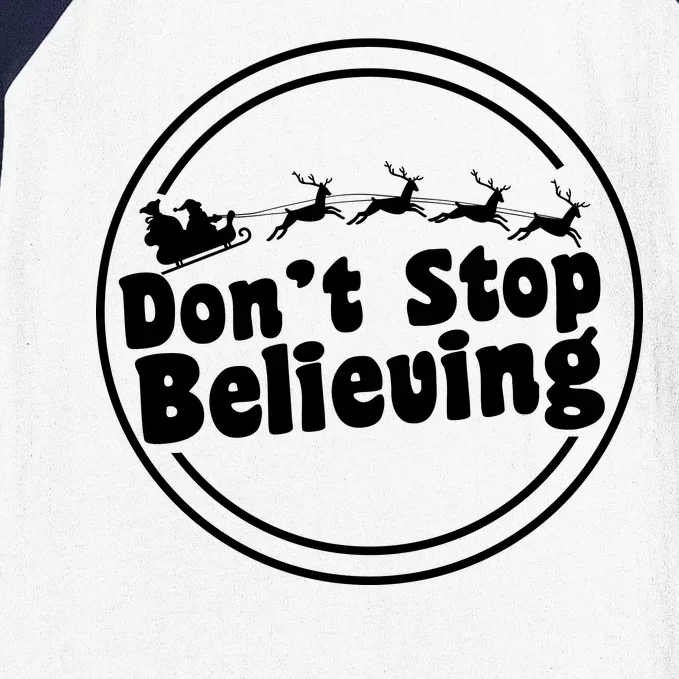 Don't Stop Believing Santa Sleigh Christmas Baseball Sleeve Shirt