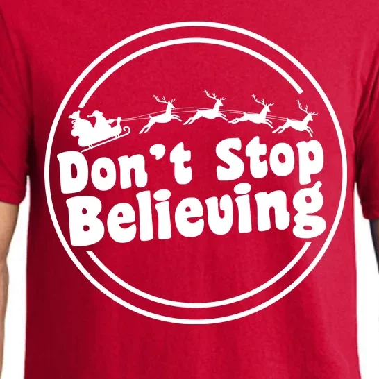 Don't Stop Believing Santa Sleigh Christmas Pajama Set