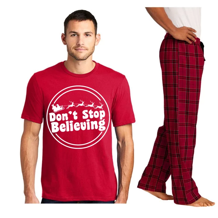 Don't Stop Believing Santa Sleigh Christmas Pajama Set