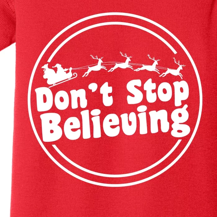 Don't Stop Believing Santa Sleigh Christmas Baby Bodysuit