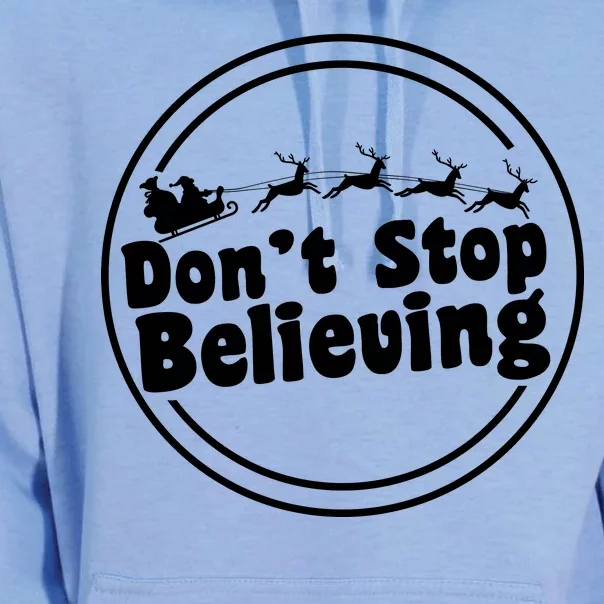 Don't Stop Believing Santa Sleigh Christmas Unisex Surf Hoodie