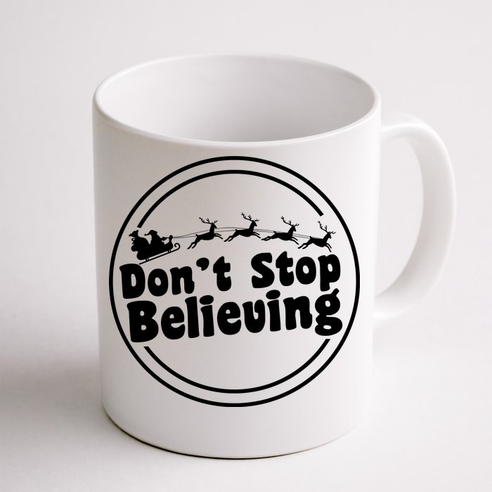 Don't Stop Believing Santa Sleigh Christmas Front & Back Coffee Mug