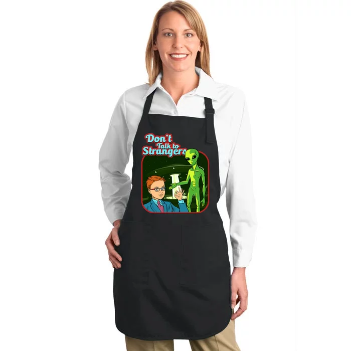 Don't Talk To Strangers Retro Vintage Full-Length Apron With Pocket