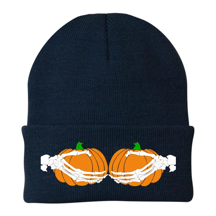 Don't Touch My Pumpkins Skeleton Hands Knit Cap Winter Beanie