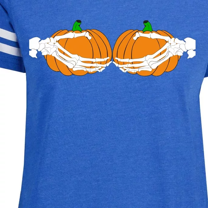 Don't Touch My Pumpkins Skeleton Hands Enza Ladies Jersey Football T-Shirt