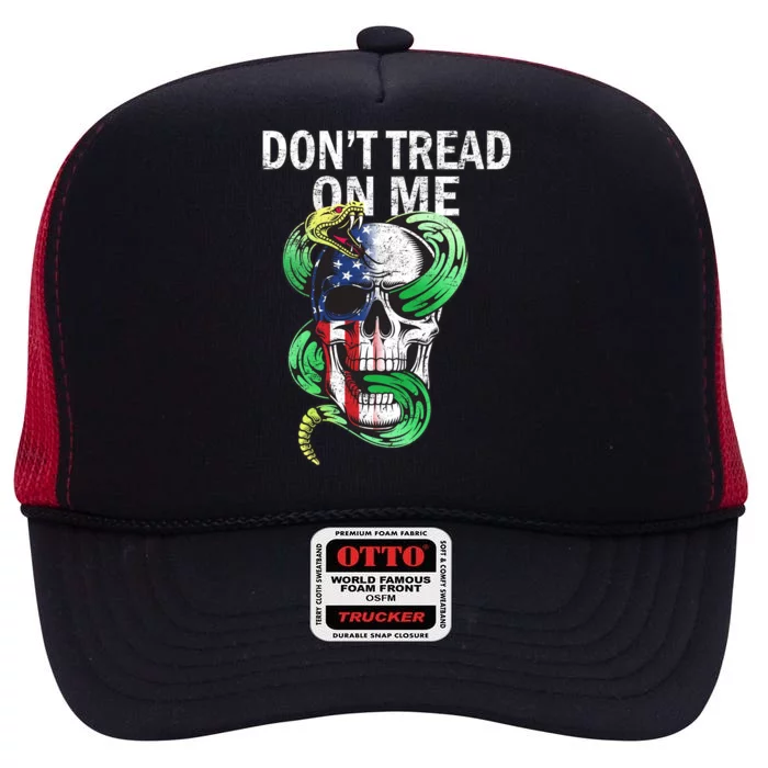 Don't Tread On Me American Snake Skull High Crown Mesh Trucker Hat