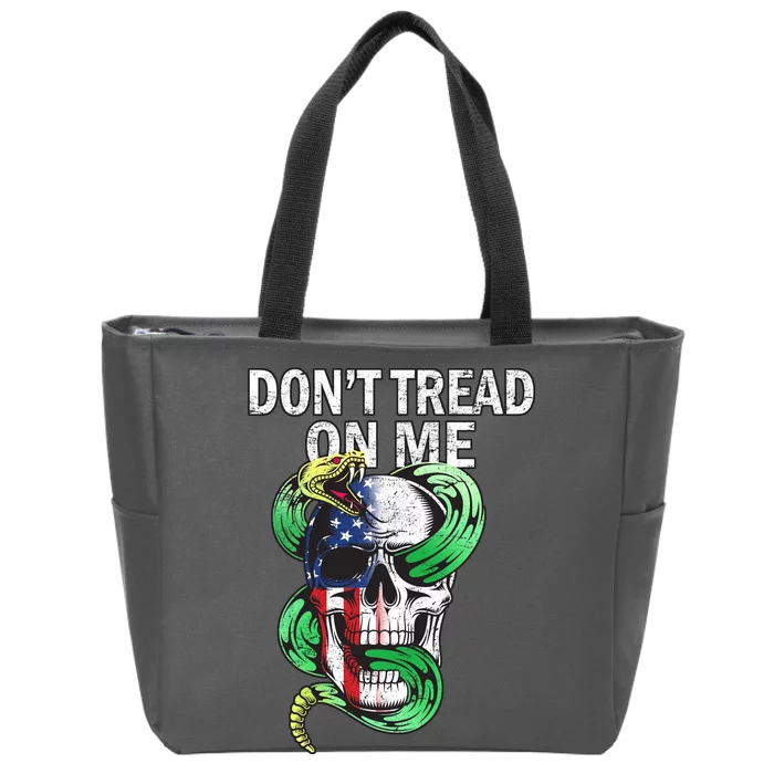 Don't Tread On Me American Snake Skull Zip Tote Bag