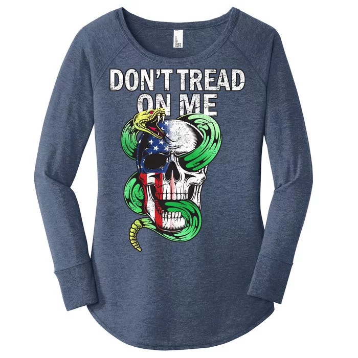 Don't Tread On Me American Snake Skull Women's Perfect Tri Tunic Long Sleeve Shirt