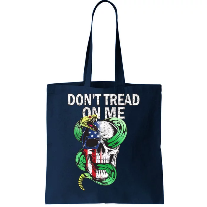 Don't Tread On Me American Snake Skull Tote Bag