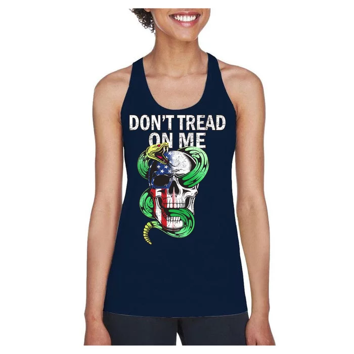 Don't Tread On Me American Snake Skull Women's Racerback Tank