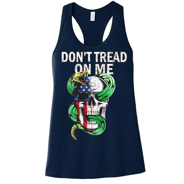 Don't Tread On Me American Snake Skull Women's Racerback Tank