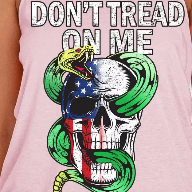 Don't Tread On Me American Snake Skull Women's Knotted Racerback Tank